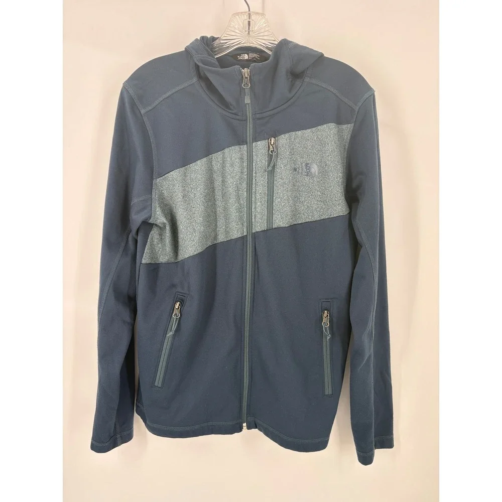 The North Face Mens Fleece Full Zip Hoodie Jacket Navy Blue Heathered‎ Size S P
